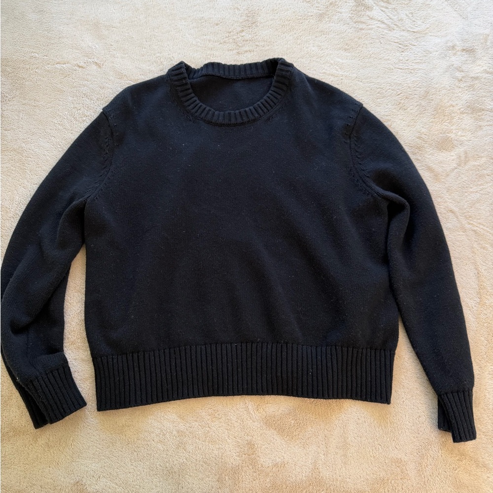 Enza Costa Black Crew Neck Sweater